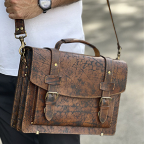 Мужской деловой портфель с состаренной кожей по авторской технологии TNBag998